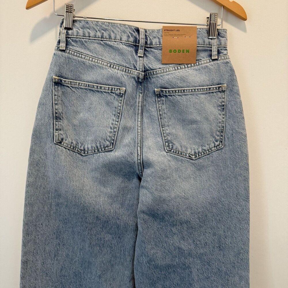 NWT Boden Straight Leg High Rise Light Wash 100% Cotton Jeans -Women's W26 L32" - Picture 3 of 5